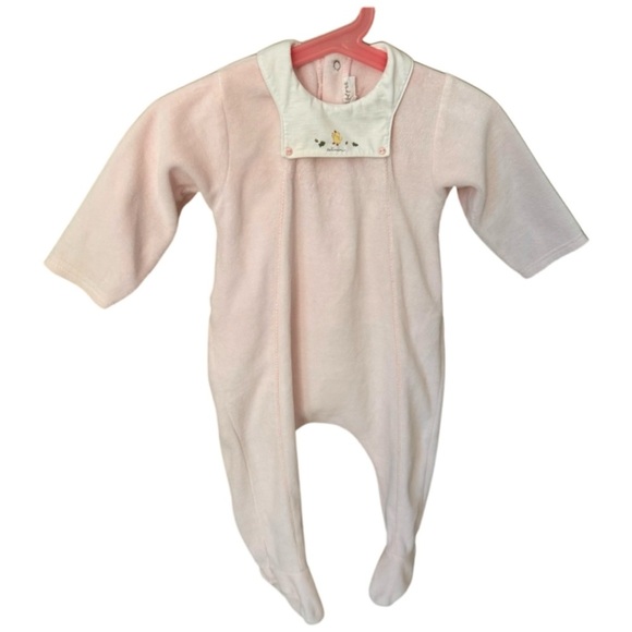 CATIMINI Paris Vintage Baby Girl Velour Romper Sleeper One Piece Pink - Picture 1 of 16